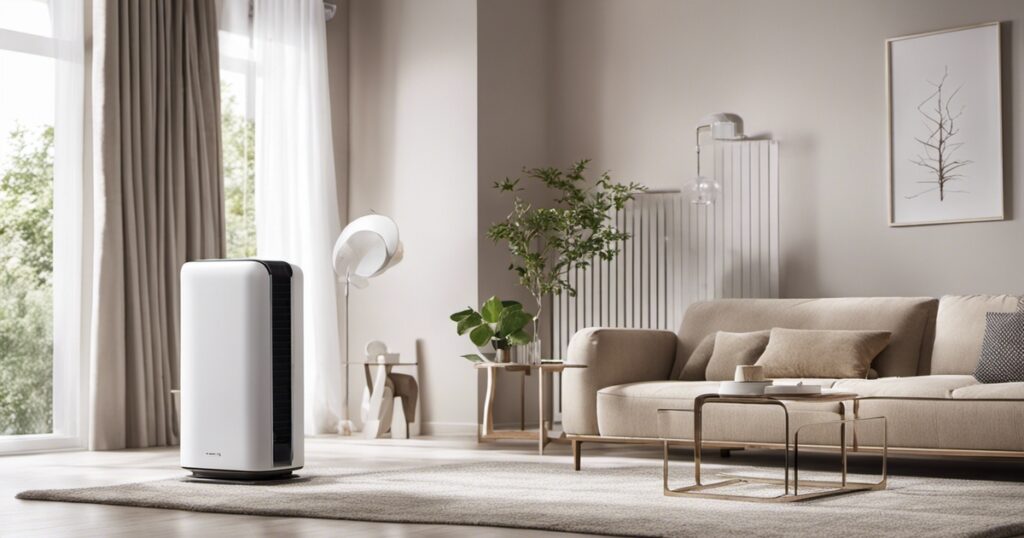 A room with an air purifier