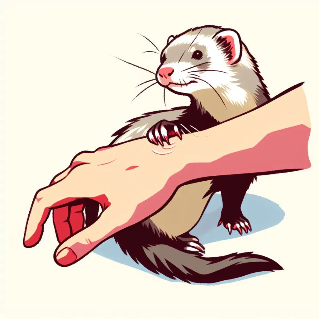 ferret scratching its owners forearms
