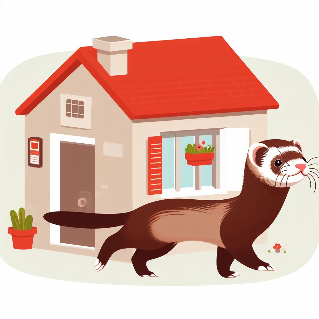 ferret and a house