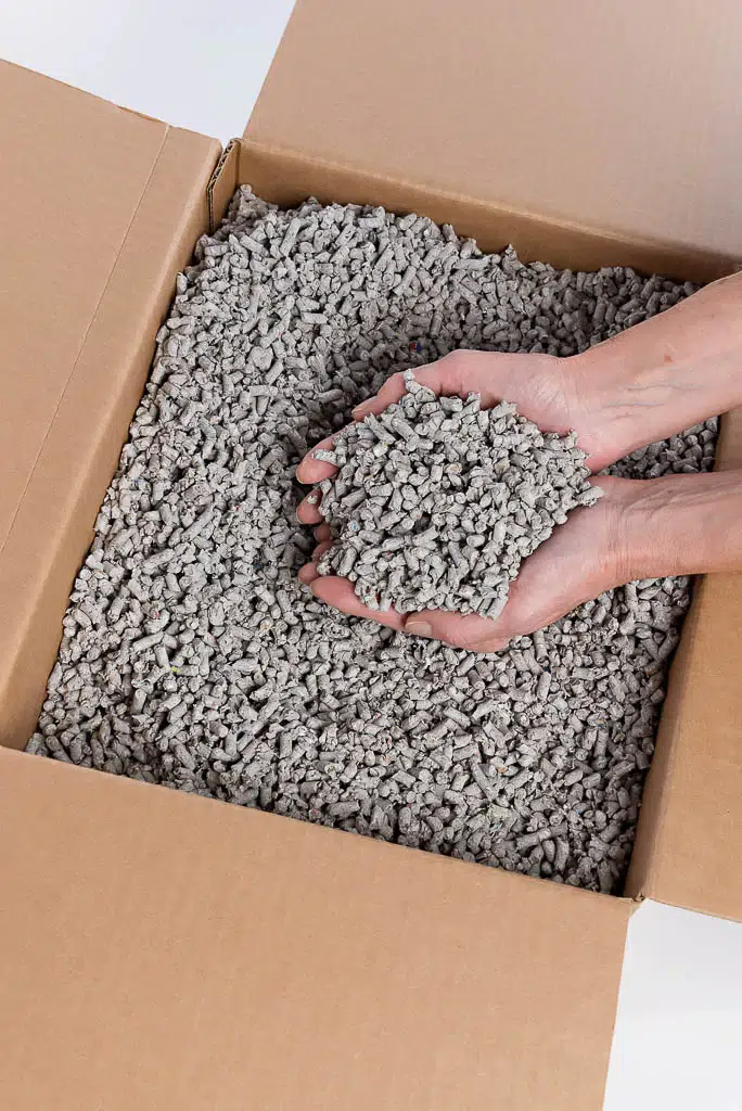 recycled paper pellets