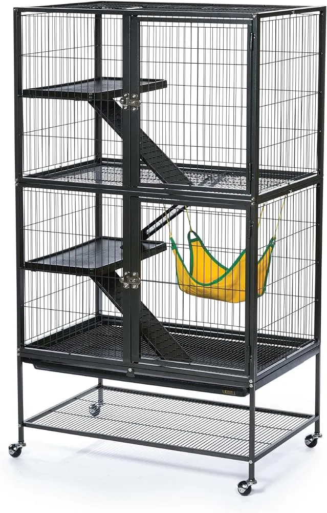 Prevue Pet Products 485 Feisty Ferret Home with Stand, Black Hammertone Small