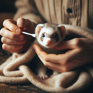 ferret owner cleaning ferret ears