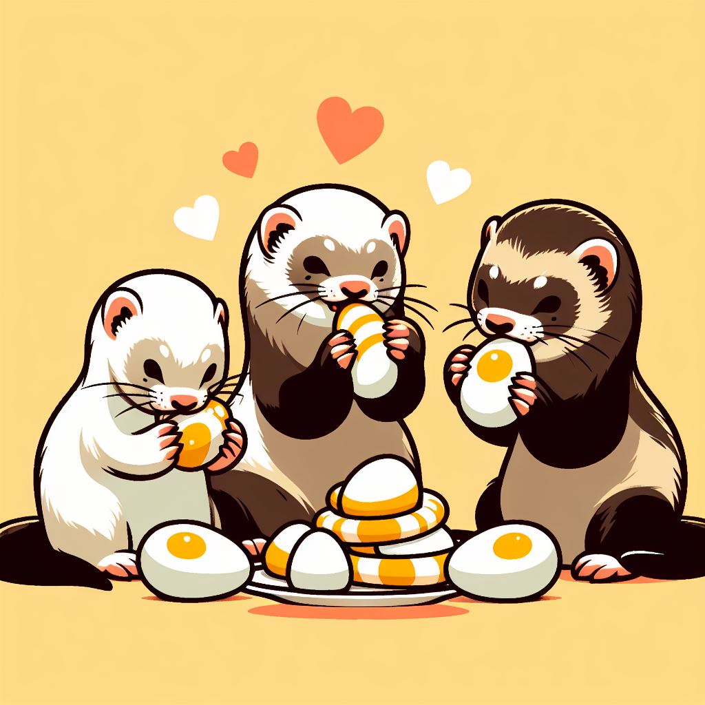 ferrets eating eggs