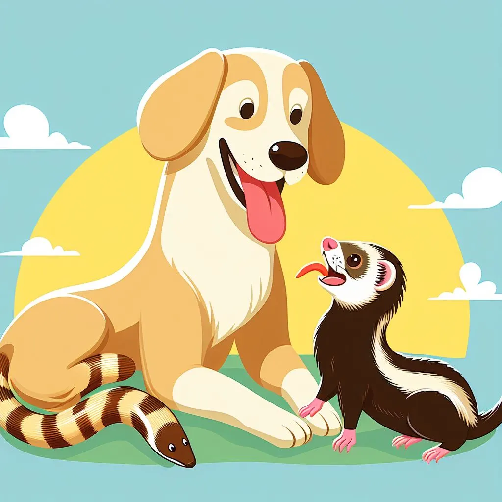 ferret and dog together